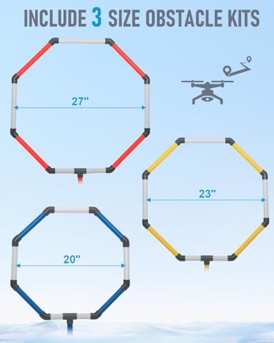 Portable Drone Obstacle Course Kit with 3 Size Hoop Gates & Storage Bag - size: 20"/23"/27"