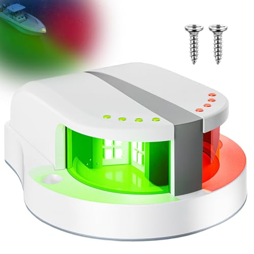 Boat Navigation Lights, Red and Green LED Bow Lights for Boat, IP67 Waterproof Boat Light Marine Running Light for Small Boats,Bass Boat - color: White