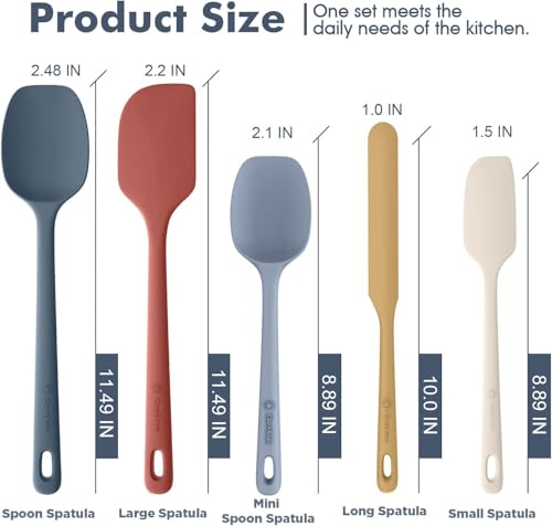 ChefAide 5 Pieces Silicone Spatulas Set, Heat Resistant Rubber Spatula - color: Muted Nude, size: 5 pieces