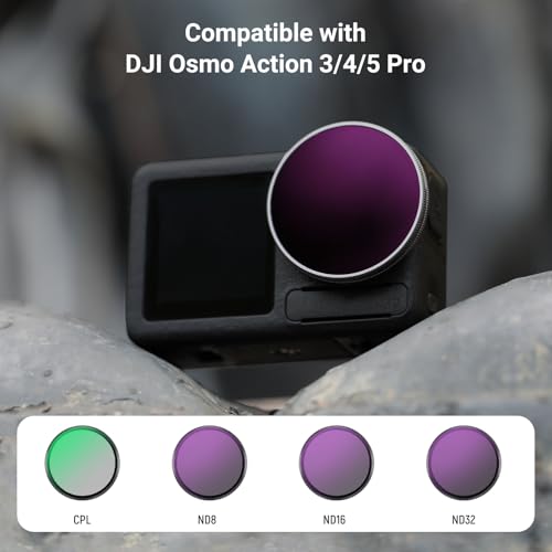 NEEWER ND Filter Set Compatible with DJI Osmo Action 5/4/3 (4 Pack) - size: Action 3/4/5 Pro, style: 4 Pack ND/CPL w/Lens Cap