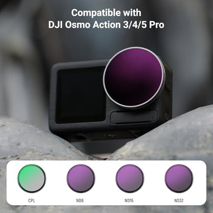 NEEWER ND Filter Set Compatible with DJI Osmo Action 5/4/3 (4 Pack) - size: Action 3/4/5 Pro, style: 4 Pack ND/CPL w/Lens Cap