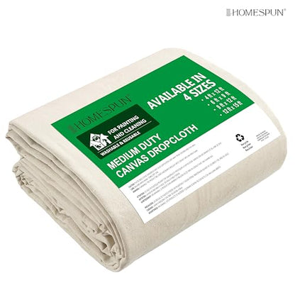 HOMESPUN Absorbent Machine-Washable Cotton Canvas Drop Cloth 6 x 9 ft - size: 6 ft x 9 ft