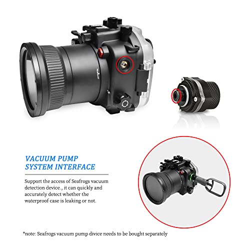 Seafrog 40m/130ft Professional Waterproof Diving Housing Case with Standard Flat Port,for Sony A9 （90mm） Lens
