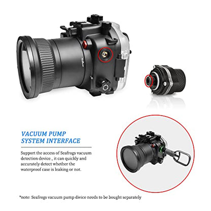Seafrog 40m/130ft Professional Waterproof Diving Housing Case with Standard Flat Port,for Sony A9 （90mm） Lens