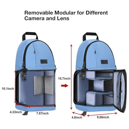 MOSISO Camera Sling Bag, Photography Shoulder Bag Compact Camera Backpack - color: Cerulean Blue