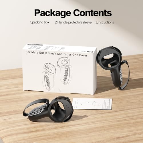 AMZDM Upgraded Controller Grip for Meta Quest 2 Grips Cover for VR Oculus Touch Controllers Covers Protector with Joystick Covers 1Pair Black & Gray - color: Black & Gray