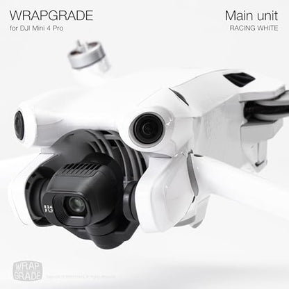 WRAPGRADE Skin Stickers Compatible with DJI Mini 4 Pro | Full Wrap (Racing White) - color: Racing White