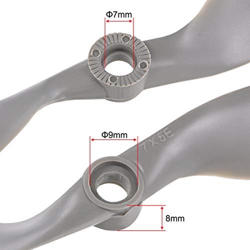 uxcell RC Propellers CW 7x5 Inch 2-Vane for Airplane Nylon Gray 2Pcs with Adapter Rings - size: 7x5 inch