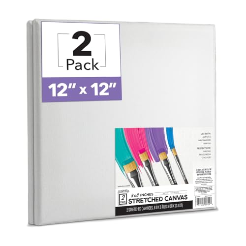 ArtSkills Stretched Canvas for Painting, 12x12 Canvas, 2-Pack Framed - size: 2-Pack 12x12
