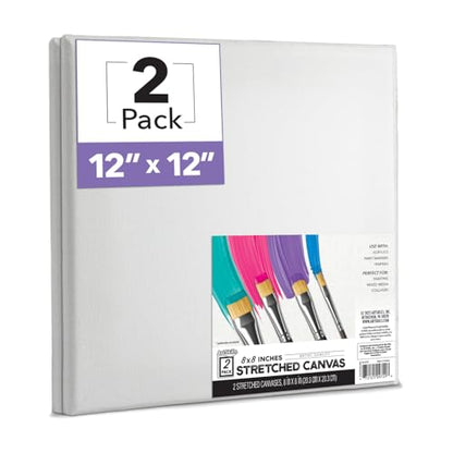 ArtSkills Stretched Canvas for Painting, 12x12 Canvas, 2-Pack Framed - size: 2-Pack 12x12