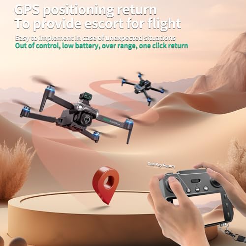 GPS Drone with 5.9" HD Screen Controller, 2K UHD Camera, 360° Laser Obstacle Avoidance, One-Key Takeoff/Return, Stable FPV Transmission, Foldable & Portable Design with 2 Batteries for Extended Flight Time.
