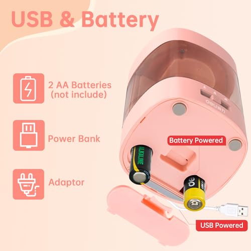 Deli Electric Pencil Sharpener, Automatic Pencil Sharpeners, Pink - color: Pink