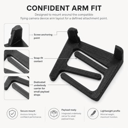 SplashNColor Drone Payload Drop Device Compatible with DJI Mavic Pro – Controlled Bait Release Mount | Screw and Snap-Fit Arm Attachment | Compact RC Air Drop Accessory