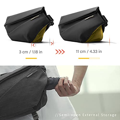 NIID R1 EDC Sling Bag for Men: 5L-6L Expandable Capacity - color: Meteorite Black