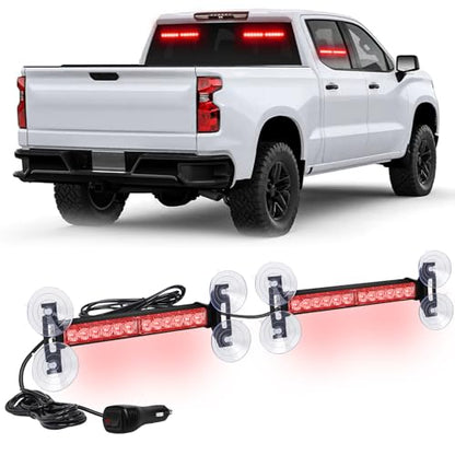 XRIDONSEN 2x 10.7 inch Red Emergency Lights 24 LED Strobe Light Bar - color: Red