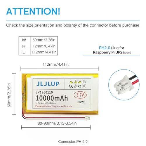 1pc 10000mAh 3.7V LiPo Battery 1S Lithium Polymer Rechargeable Battery with Protective Board Insulation Coating PH2.0 Plug