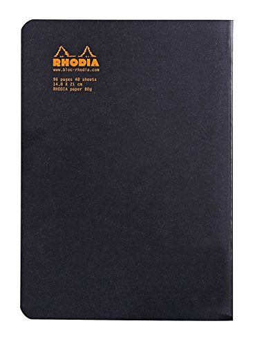 RHODIA cf119189 Stapled Notebook, A5, Classic Rule, Black - color: Black, size: A5