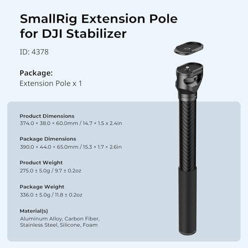 SmallRig Gimbal Extension Pole, 15''/37cm Carbon Fiber Gimbal Extension Arm