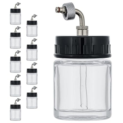 Master Airbrush Pack of 10, TB-007 Empty 3/4 oz. (22cc) Glass Jar Bottles - size: 0.75oz - Glass - Side-Feed