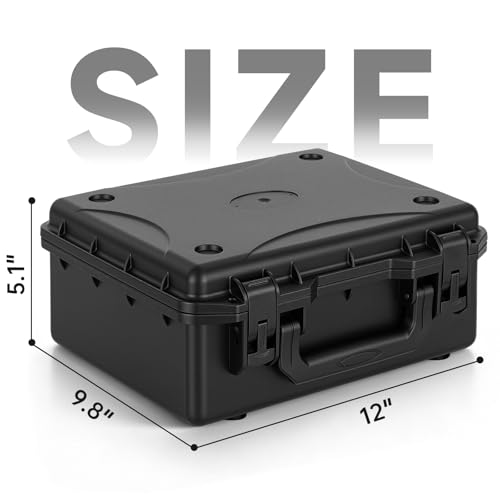 TORIBIO Hard Carrying Case with Foam, Shockproof Storage Box 12"x9.3"x4" - size: 12"x9.3"x4"