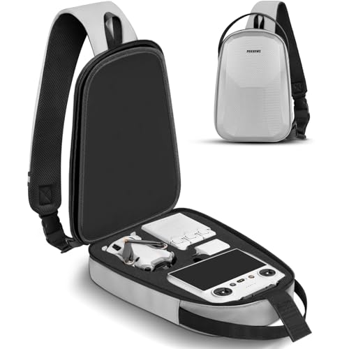 PEKREWS Crossbody Case for DJI Mini 3/4 Pro, RC 2/RC-N3/N2/N1 Controller - color: Silver Grey