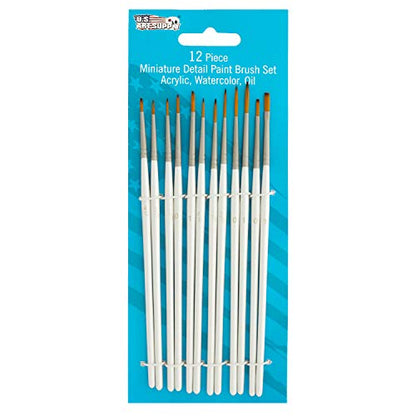 U.S. Art Supply Miniature Detail Paint Brush Set - 12 Miniature Brushes - style: 12-Piece