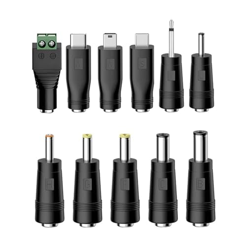 11-Tip DC Plug Adapter Kit for 5.5x2.1mm and 5.5x2.5mm Power Supply Cables