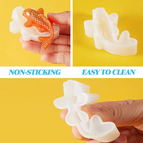 Patelai 3 Pcs Koi Fish Silicone Resin Mold for Pendant Keychain DIY