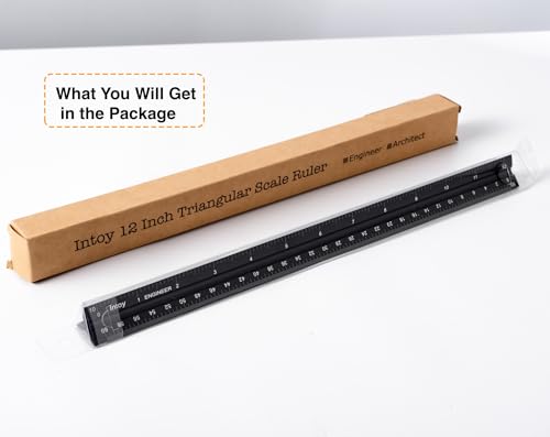 12 Inch Engineer Scale Ruler, Engineering Scale with Anodized Solid Aluminum Core, Laser Etched Scales, Imperial Scale - 1:10, 1:20, 1:30, 1:40, 1:50, 1:60, 12" Drafting Measuring Ruler