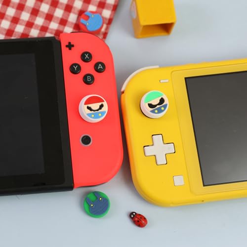 PERFECTSIGHT Cute Thumb Grips Cap Compatible with Nintendo Switch Joycon/OLED/Lite, Soft Silicon Joystick Caps, Kawaii Skin Button Stick Cover 3D Analog Kit for NS Controller, Brother - color: Red+Green Brother