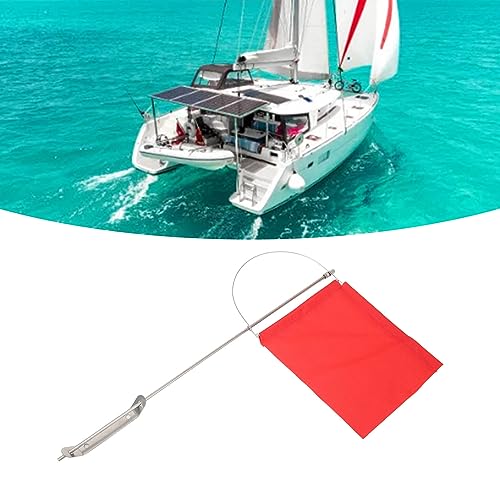 Ejoyous Wind Indicator Flag, Marine Wind Flag with Stainless Steel Mast, Triangular, Red, for Sailboat Yacht Dinghy - size: 185*135mm(7972SM)
