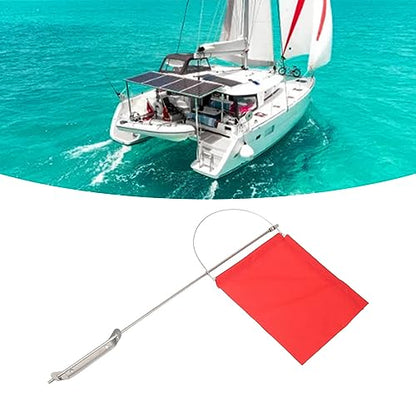 Red Wind Indicator Flag for Marine Mast - Stainless Steel Sailboat Wind Direction Flag - size: 185*135mm(7972SM)