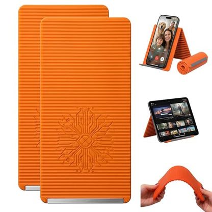2PCS Portable Foldable Silicone Aluminum Phone Holder, Orange - color: Phone Stand 2PCS-Orange