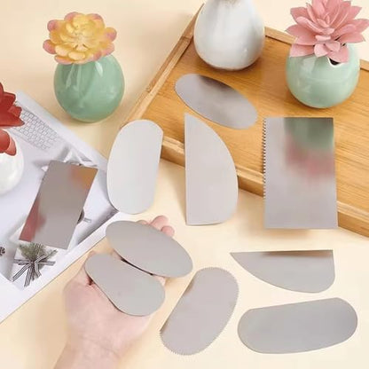 20PCS Stainless Steel Pottery Tools Clay Sculpting Tool Pottery Ribs Serrated Scraper Crafts Tool Pottery Trimming Tools Ceramic Tools Sculpture Modeling Cutter Scraper Ceramics Sculpting Tools