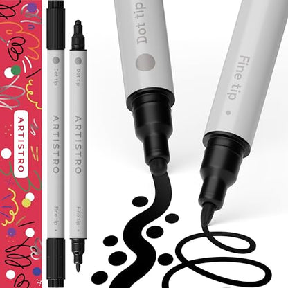 ARTISTRO Black Dual-Tip Acrylic Paint Pens - Set of 2 - color: Black