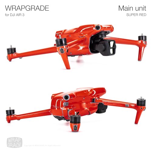 WRAPGRADE Skin Stickers Compatible with DJI Air 3 | Full Wrap (Super RED) - color: Super Red
