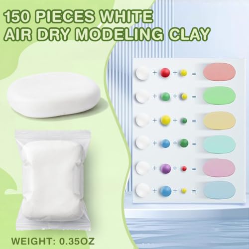 Air Dry Clay Bulk, Modeling Clay for Kids, 150 Pcs, White - color: White