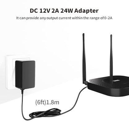 Tonton 12V 2A 6Ft Power Supply Adapter, 24W Universal Charger AC 100-240V with 8Tips to 12Volt DC Plug 2A 1.8A 1.5A 1.2A 1A 0.5A UL/CE/FCC Certified for LED, Router, Security Camera, Keyboard, Scanner - color: 12V 2A+8Tips