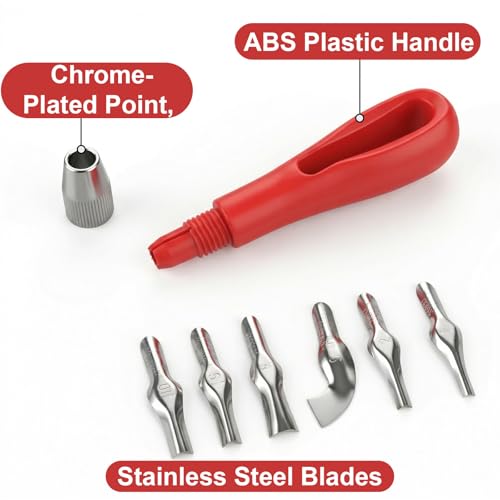 Linocut Carving Kit, Linoleum Cutter Tools Speedball Carving Tools with 6 Blades for Block Printing, Stamp Making, DIY Sculpture and Printmaking