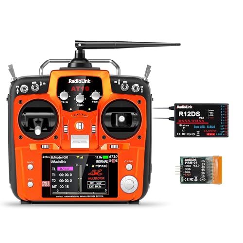 Radiolink AT10II 12CH 2.4G RC Transmitter and Receiver R12DS for Airplane - color: Orange