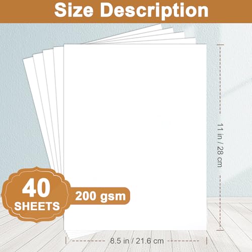 Silunkia 40 Sheets White Cardstock 8.5 x 11 Printer Paper 75lb - color: White