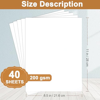 Silunkia 40 Sheets White Cardstock 8.5 x 11 Printer Paper 75lb - color: White