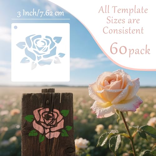60Pcs Flower Stencils for Painting, Reusable Floral Template - style: Flower B