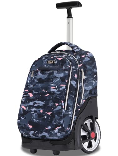 NEW TILAMI 19 Inch Rolling Backpack for School Stair-Climbing Big Wheel - color: Grey Doodle