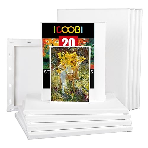 20 Pack Stretched Canvases-4Packs of 4x4,5x7,8x10,9x12,11x14 - size: Mix 20Pack