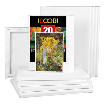 20 Pack Stretched Canvases-4Packs of 4x4,5x7,8x10,9x12,11x14 - size: Mix 20Pack