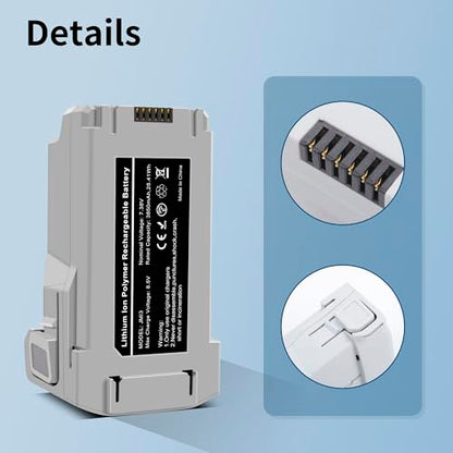 2-Pack Mini 3/Mini 4 Pro Battery, 3-Channel Charger Two-Way Charging Hub
