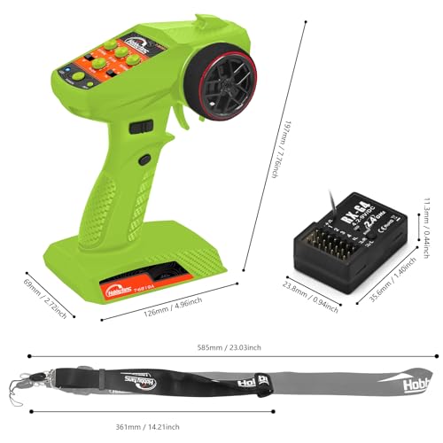 RC Remote Control 4CH 2.4G Transmitter with Receiver and Lanyard for RC Car Crawler Boat, Green - color: Green