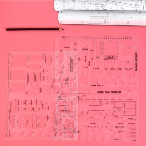 Drafting Tools and Ruler Shapes for Architecture - Set of 3 for House Plan Furniture Kitchen, Building, Interior Design