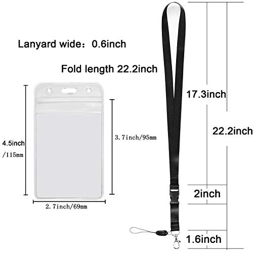 YOUOWO 1Pack Vertical ID Badge Holder with Black Lanyard,Quick Release - color: Black - 1 Pack